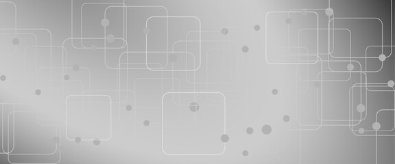 Fototapeta premium Gray and white background, technology background design and communication connection.