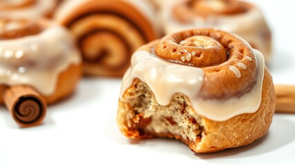 Delicious Icing Cinnamon Roll, Close-up, Bakery Style, Food Photography