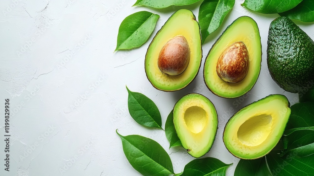 Poster isolated of a single ripe avocado with its dark green bumpy skin displayed on a white background sto
