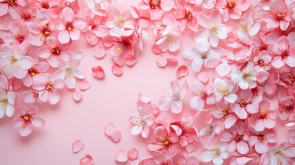 Pink cherry blossoms on pastel background: springtime floral beauty