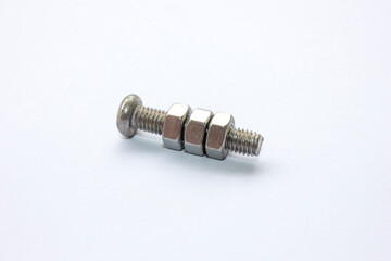 Hexagonal bolt and Screws On white background