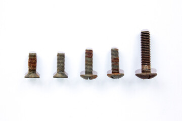 Fototapeta premium Screws isolated object set white background for all purpose.