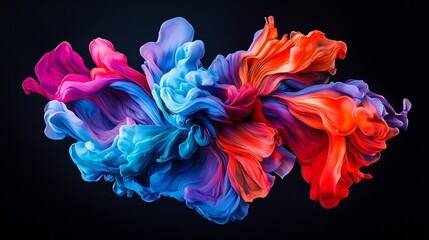 Obraz premium Colorful abstract swirls create a vibrant artwork displaying movement and fluidity in a dark background