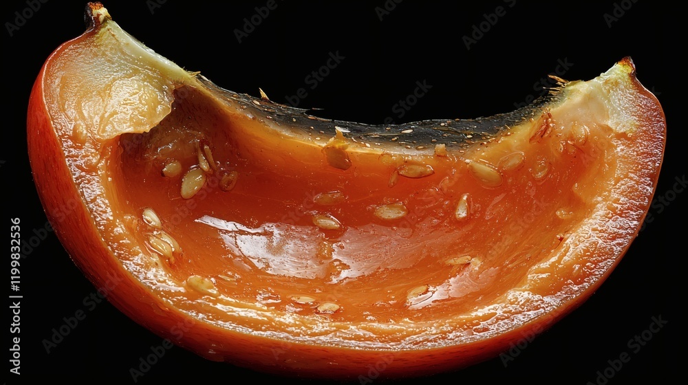 Poster isolated of a halved avocado with the seed removed and the smooth interior flesh fully visible stock