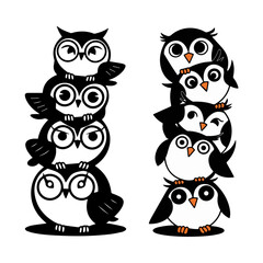 owls vector on white background