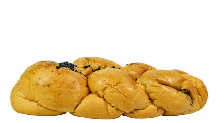 long sweet bread in horizontal, transparent background