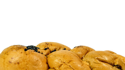 long sweet bread in horizontal, transparent background