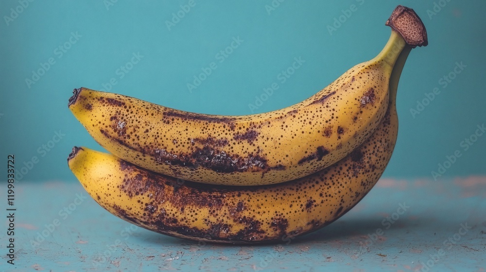 Poster isolated of a single ripe banana placed on a white background with clear vibrant details stock photo