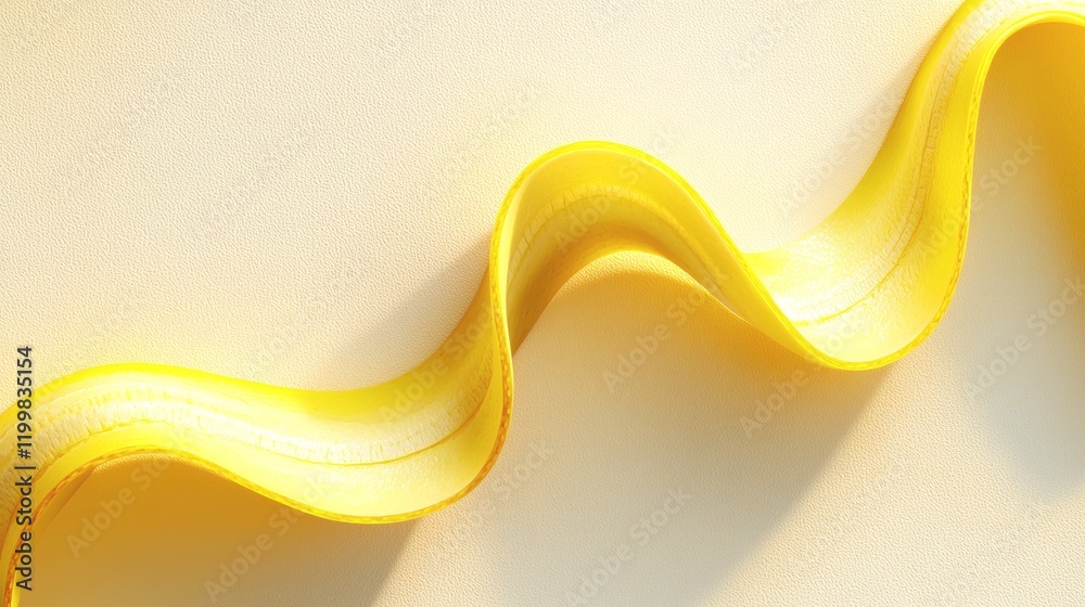 Poster isolated of a banana peel elegantly curled and positioned on a white seamless surface stock photo wi