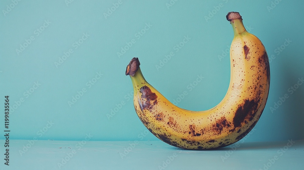 Aufkleber Isolated of a single unpeeled banana in pristine condition on a solid white background Stock Photo with side copy space