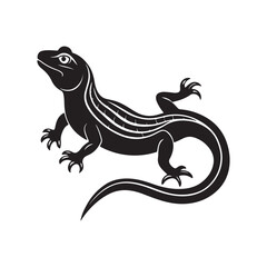 lizard silhouette, black and white silhouette, vector and illustration