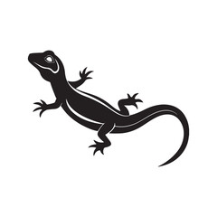 Naklejka premium lizard silhouette, black and white silhouette, vector and illustration