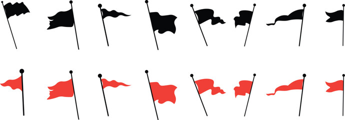 Flag silhouettes. Waving flag icon. Different flag icons. vector eps10