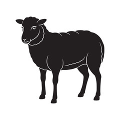 sheep silhouette, black and white silhouette, vector and illustration