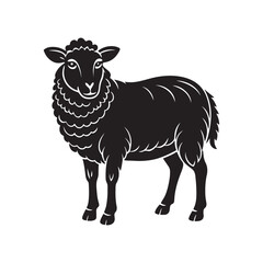 sheep silhouette, black and white silhouette, vector and illustration