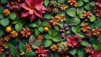 Herbal Pattern Background - Bright & Bold Design