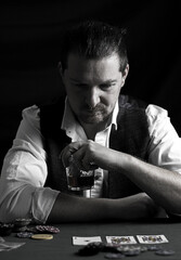 man playing poker