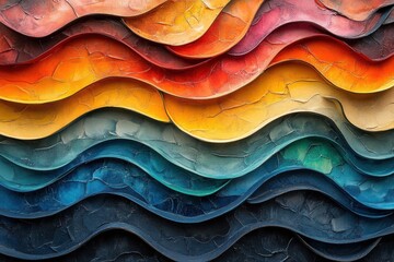 Beautiful abstract waves of color showcasing vibrant shades and textures in a layered design