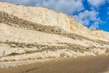 Zapallo Bay Beach in Cyprus: Winter Serenity, Deserted Shore, White Cliff Over the Sea