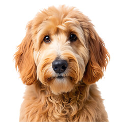 Adorable Golden Doodle Puppy Dog Portrait Studio Shot pet fur cute hair eyes face head    