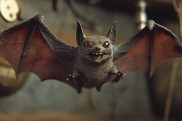 Obraz premium Close-up of fake bat with clock