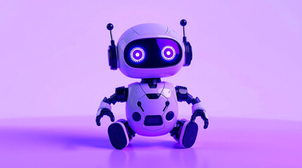 Cute Mini ai robot isolated on transparent background