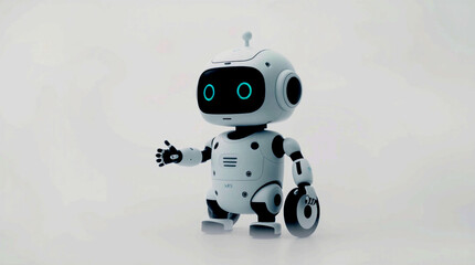 Cute Mini ai robot isolated on transparent background