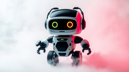 Cute Mini ai robot isolated on transparent background