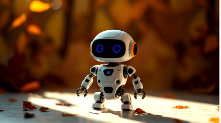 Cute Mini ai robot isolated on transparent background