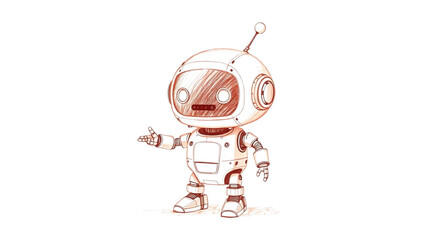 Cute Mini ai robot isolated on transparent background