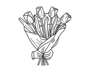 Flower bouquet. Illustration in flat style. Isolated on white background.