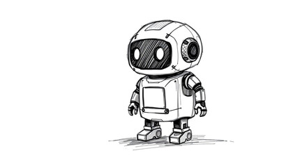Cute Mini ai robot isolated on transparent background