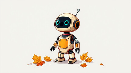 Cute Mini ai robot isolated on transparent background