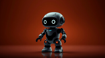 Cute Mini ai robot isolated on transparent background