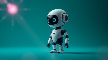 Cute Mini ai robot isolated on transparent background