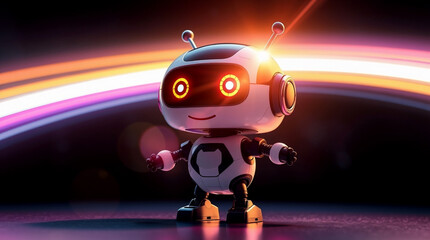 Cute Mini ai robot isolated on transparent background