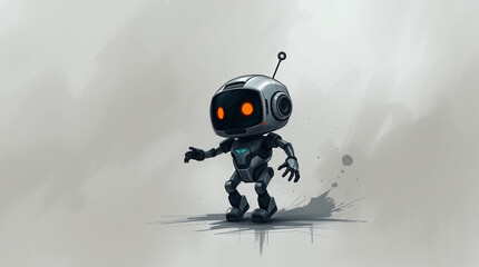 Cute Mini ai robot isolated on transparent background