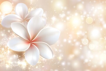 Luminous Plumeria Blooms in Golden Shimmering Sparkle