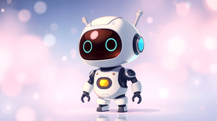 Cute Mini ai robot isolated on transparent background