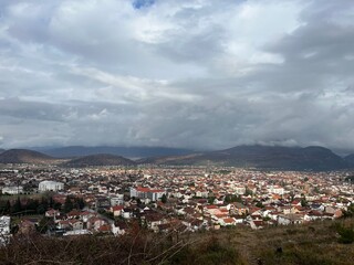 View of Podgorica on a cloudy day after rain. High quality photo