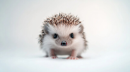 Obraz premium High-quality close-up photo of a cute hedgehog isolated on a white background.