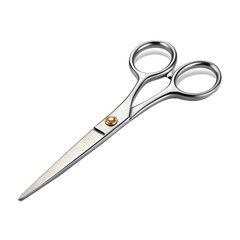 Obraz premium Stainless steel scissors isolated on white background, cutting tool with clean metallic blades and ergonomic handle, perfect for tailoring, barber use, office supplies, 4K PNG download, 2025 des