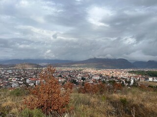 View of Podgorica on a cloudy day after rain. High quality photo