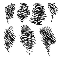Pen strokes in the form of twisted spirals. Vector illustration