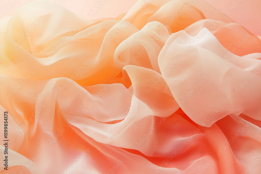 Aufkleber soft peach and orange fabric texture with flowing layers