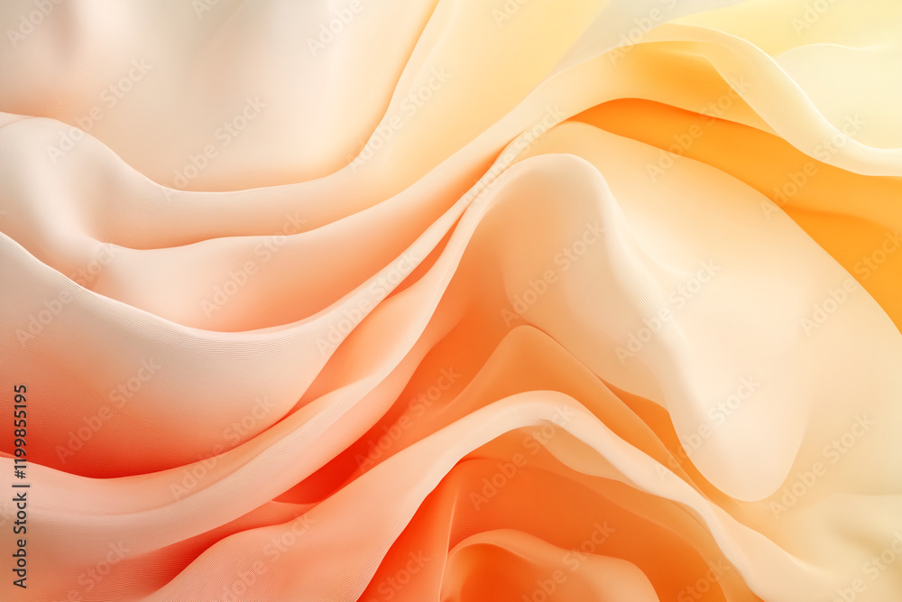 Poster flowing peach and cream fabric in abstract soft folds