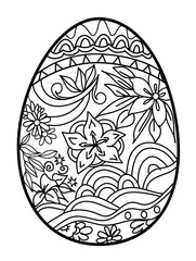 easter egg with floral ornament coloring page