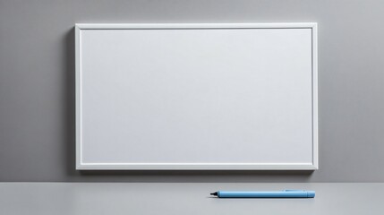 A blank whiteboard with a single marker and an erased section, ready for planning, isolated on a gray background