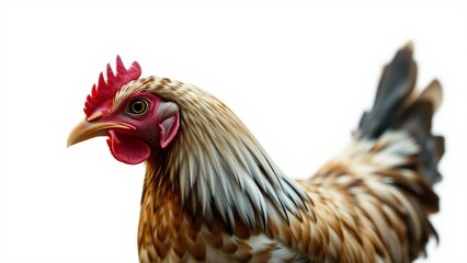 Portrait of a chicken isolated on white background cuto