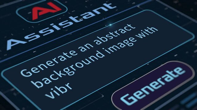 Generative AI software, user interface, AI image generation from text prompt, artificial intelligence assistant, futuristic technology concept (3d render)